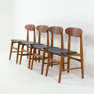 Danish dining chairs teak beech skai