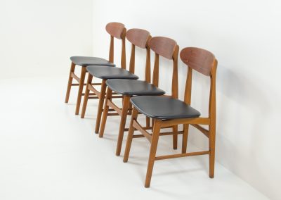 Danish dining chairs teak beech skai