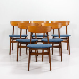 schionning & elgaard teak dining chairs denmark blue opholstery