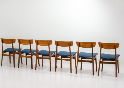 schionning & elgaard teak dining chairs denmark blue opholstery