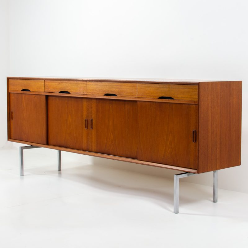 modernist vintage sideboard by topform teak chrome the netherlands