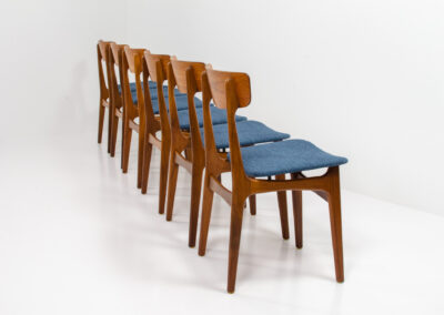 schionning & elgaard teak dining chairs denmark blue opholstery