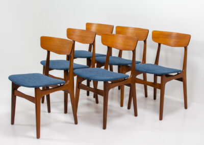schionning & elgaard teak dining chairs denmark blue opholstery