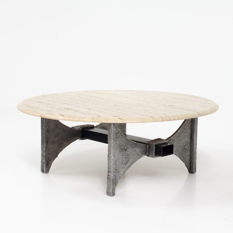 brutalist travertine vintage coffee table