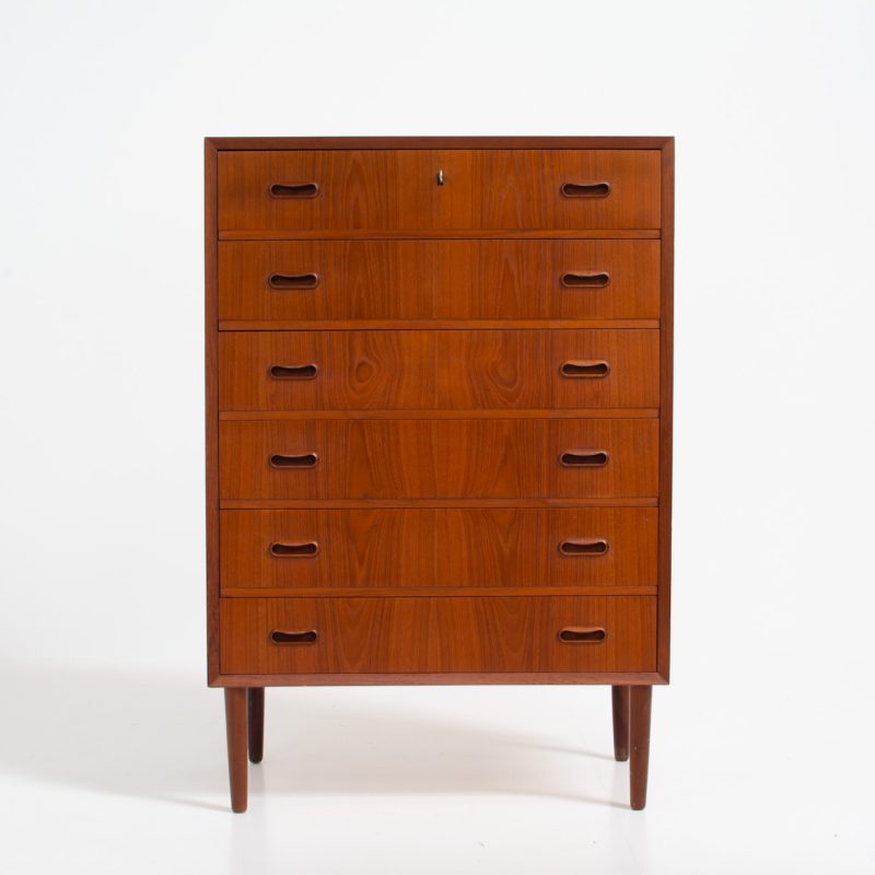danish teak tallboy chest of drawers