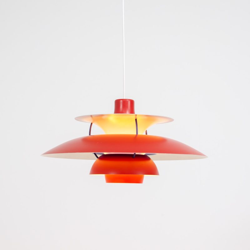 red ph5 pendant by louis poulsen poul henningsen danish design vintage lighting