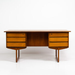 freestanding danish desk with sled base in teak