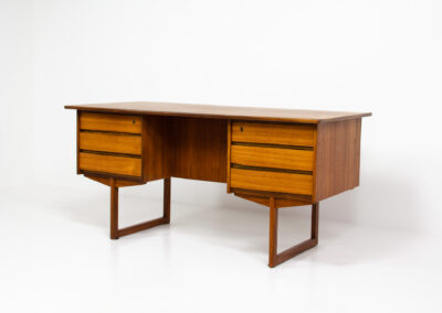 freestanding danish desk with sled base in teak