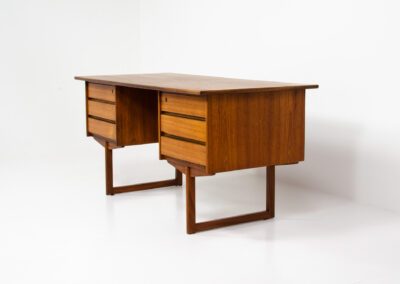 freestanding danish desk with sled base in teak