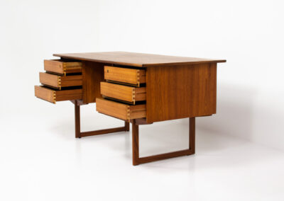 freestanding danish desk with sled base in teak