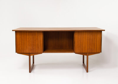 freestanding danish desk with sled base in teak