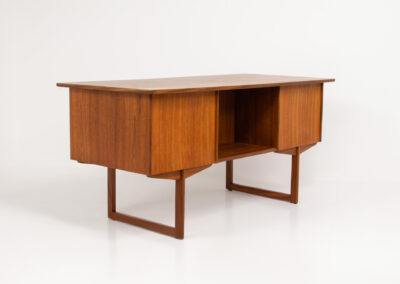 freestanding danish desk with sled base in teak