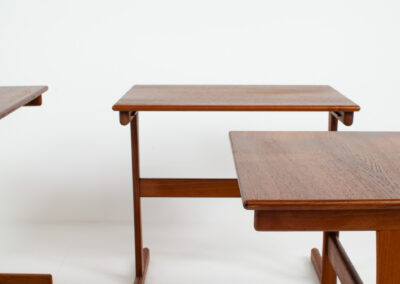 Set of nesting tables with enameled tiles