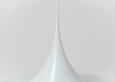Early ‘model Semi’ pendant light by Claus Bonderup & Thorsten Thorup for Fog & Mørup (Denmark, 1960s).A well known and very timeless design that find its way in any setting. With its 70 cm in diameter, this white lacquered aluminium shade is huge.In very good condition with a few age marks.