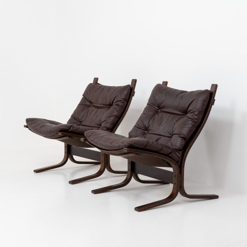 Pair of “Siesta” lounge chairs by Ingmar Relling for Westnofa (Norway, 1960s). One of the most comfortable chairs we have ever sat in! Made with leather and bentwood. The leather is still original and in amazing condition! Can be sold separately if requested.