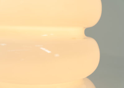 Stunning Spage Age Murano Table lamp (Italy, 1970s). An amazing Space Age piece made out of metal & Murano glass. Inside the glass are three lightbulbs that are easily replaceable. In very good condition!