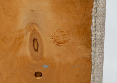 Rare stool by Hugo Frandsen for Spøttrup (Denmark, 1960s). Made with an elegant solid teak frame and newly upholstered in a beige fabric. In perfect condition! Marked by maker.