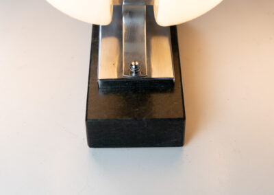 Extraordinary Spage Age Murano Table lamp (Italy, 1970s). An amazing Space Age piece made out of chrome & Murano glass, standing on an Italian marble foot. In very good condition!