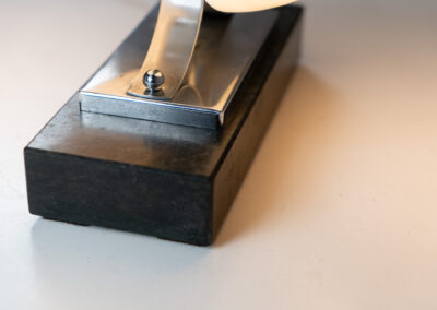 Extraordinary Spage Age Murano Table lamp (Italy, 1970s). An amazing Space Age piece made out of chrome & Murano glass, standing on an Italian marble foot. In very good condition!