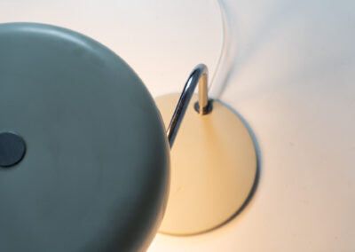 Remarkable Italian desk lamp, 1970s. We don’t know who made it but it’s an amazing piece. It has a heavy steel base, a chrome stand and an aluminium shade. It’s adjustable in many angles. In very good vintage condition.