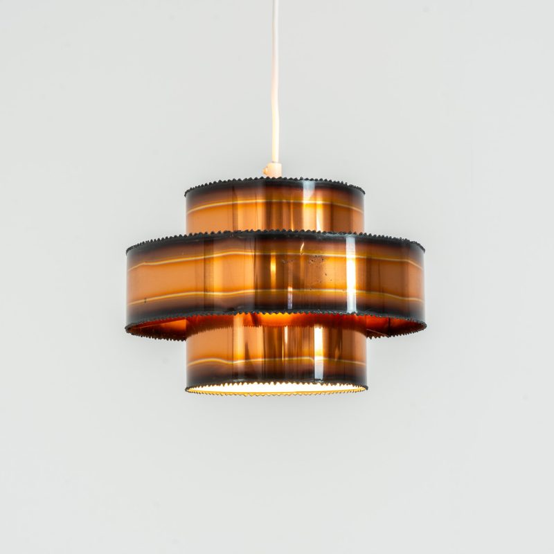 Brutalist burnt copper pendel by Svend Aage Holm Sørensen (Denmark, 1960s). Surely an eye catcher, made out of solid burnt copper shades. It is in very good condition and newly rewired.