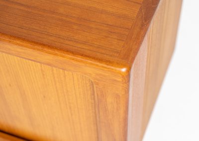 Svend Dyrlund teak sideboard with tambour doors (Denmark, 1960s). A wonderful sideboard with sought after dimensions. It perfectly combines very organic shapes and loads of detail, like the tambour sliding doors and the beautiful handles. It offers lots of storage space with two adjustable shelves on the inside. In splendid condition