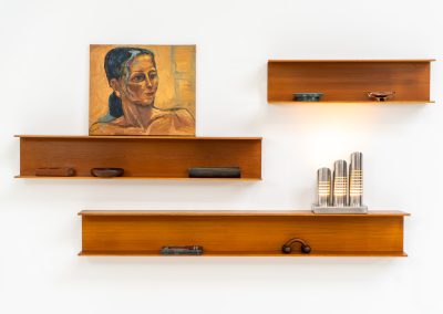 Set of 3 huge wall shelves by Walter Wirz for Wilhelm Renz (Germany, 1965). These iconic U-shaped wall shelves in teak are just stunning. They are sleek, timeless and absolutely beautiful. The shelves remain in very good and original condition. They are labeled.
