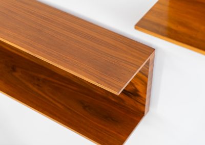 Set of 2 huge wall shelves by Walter Wirz for Wilhelm Renz (Germany, 1965). These iconic U-shaped wall shelves in teak are just stunning. They are sleek, timeless and absolutely beautiful. The shelves remain in very good and original condition. They are labeled.