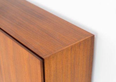 Iconic B60 sideboard in rosewood by Dieter Waeckerlin for Behr (Germany, 1950s). This highly sought after and significant “B60” sideboard is a masterful blend of minimalistic design and functional elegance. It’s unbelievable this piece was made in the 50’s and is yet so timeless. It contains four drawers and four doors with a minimal gap between them. The inside offers lots of storage space with adjustable shelves. It is in amazing condition with minimal sings of use and age.