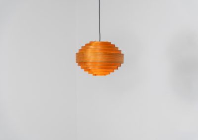 Pine pendant light by Hans-Agne Jakobsson  for Ellysett (Sweden, 1960s). The body is made out of pine slats nailed togheter which create a beautiful warm light glow when turned on. It is simply a wonderful and highly sculptural pendel. In very good vintage condition!