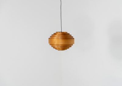 Pine pendant light by Hans-Agne Jakobsson  for Ellysett (Sweden, 1960s). The body is made out of pine slats nailed togheter which create a beautiful warm light glow when turned on. It is simply a wonderful and highly sculptural pendel. In very good vintage condition!