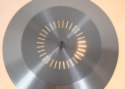 A “President” table lamp by Jo Hammerborg for Fog & Mørup (Denmark, 1960s). A stunning design classic and one of Hammerborg’s most renowned pieces. This President table lamp, made out of brushed aluminium, black lacquered wood and chromed steel is a perfect example of contemporary Danish modernism! The lamp is fully functional and in very good vintage condition, showing only minor signs of use.