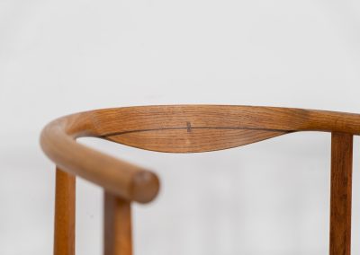 Set of 4 “PP203” arm chairs by Hans J. Wegner for PP Møbler (Denmark, 1960s). The PP203 chair, also called “First Chair” is an iconic design by the renowned Hans Wegner and is crafted out of solid oak and highly detailed wengé joinery. These beauties are in very good condition, have the original green upholstery and are marked by maker.