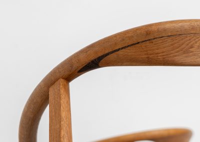 Set of 4 “PP203” arm chairs by Hans J. Wegner for PP Møbler (Denmark, 1960s). The PP203 chair, also called “First Chair” is an iconic design by the renowned Hans Wegner and is crafted out of solid oak and highly detailed wengé joinery. These beauties are in very good condition, have the original green upholstery and are marked by maker.