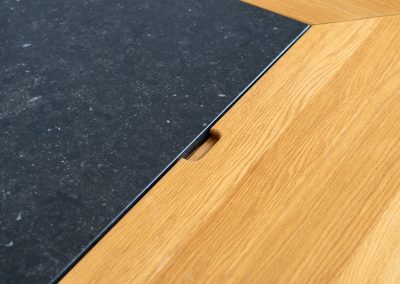 “Cirkante” dining table by Bob & Dries Vanden Berghe for Vanden Berghe Pauvers (Belgium, 1980s). This Belgian icon by Bob Van den Berghe is a masterclass in geometric functionalism. With its signature folding leaves, the Cirkante transforms from a solid square into a spacious octagon, expanding capacity from 8 to 12 people in seconds. By erasing the "head of the table" to put every guest at the center of the conversation. By removing the "head" of the table, its architectural form ensures every guest is at the heart of the conversation. Crafted from premium materials, it remains a timeless sculptural centerpiece for the modern collector. The table remains in amazing condition with minimal wear.