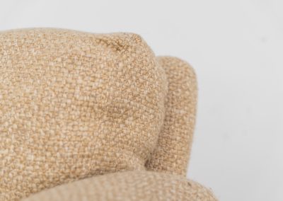 Pair of “Coronado” armchairs by Tobia Scarpa for C&B Italia (Italy, 1970s). These chairs offer a soft, sculptural form and exceptional comfort, upholstered in their original textured wool fabric. Generous proportions and inviting curves make them as comfortable as they are visually striking. In good original condition with some minor using marks. Marked by maker.