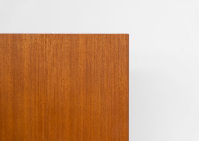 Rare S21 highboard in teak by Dieter Waeckerlin for Behr (Germany, 1950s). Belonging to the same series as the iconic B60, this very hard to find S21 mid sized highboard in teak is a masterful blend of minimalistic design and functional elegance. It’s unbelievable this piece was made in the 50’s and is yet so timeless. It contains two drawers and two doors with a minimal gap between them. The inside offers lots of storage space with adjustable shelves. It is in amazing condition with minimal sings of use and age.