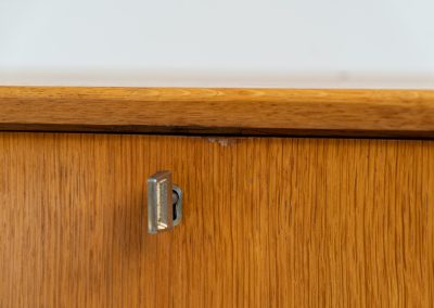 First edition MTP cabinet by Marian Grabinski for IKEA (Sweden, 1961s). Rare find! This vintage IKEA cabinet is a first-edition piece from the original prototype series created in 1961, shortly before the MTP series was introduced in the IKEA catalogue in 1962. At the time, IKEA had just one store, located in Almhult, Sweden. The MTP series was originally designed by Marian Grabinski as a wedding gift for Ingvar Kamprad, founder of IKEA. The cabinet is in very good vintage condition, with some visible signs of use and areas of discoloration, as shown in the photos. Stamped on the back.