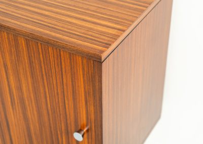 Sideboard in rosewood by Alfred Hendrickx for Belform (Belgium, 1960s). This minimalist sideboard, designed by the renowned Belgian modernist Alfred Hendrickx, is crafted out of rosewood and has an absolutely beautiful woodgrain. The sideboard features two large sliding doorsand lots of storage space on the inside. This example is in beautiful condition with only minor using traces.